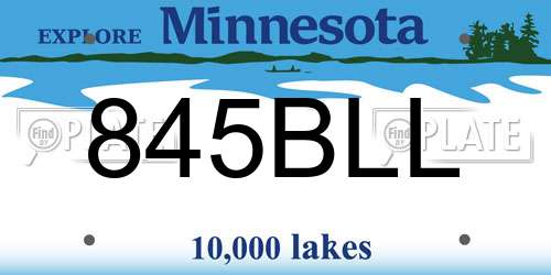 845BLL Minnesota License Plate