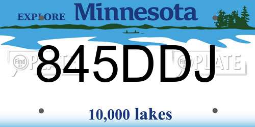 845DDJ Minnesota License Plate