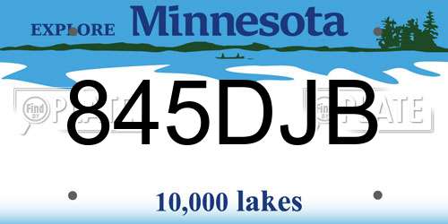 845DJB Minnesota License Plate