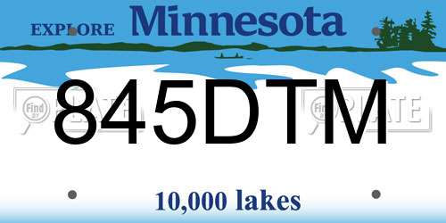 845DTM Minnesota License Plate