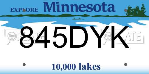 845DYK Minnesota License Plate