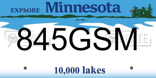 845GSM Minnesota License Plate