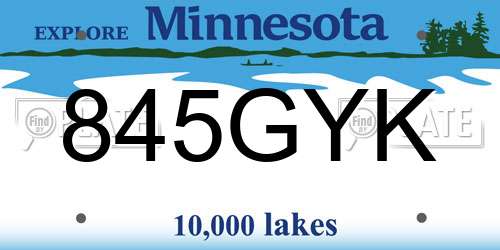 845GYK Minnesota License Plate