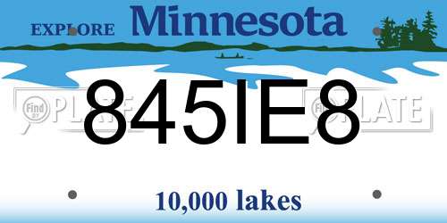 845IE8 Minnesota License Plate