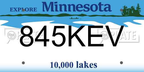 845KEV Minnesota License Plate