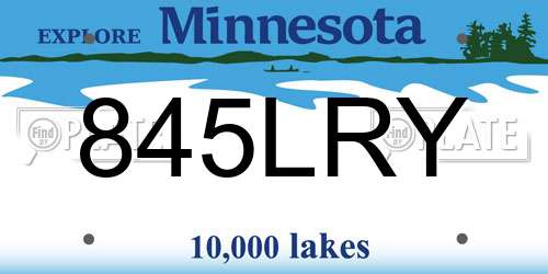 845LRY Minnesota License Plate
