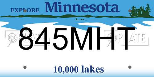 845MHT Minnesota License Plate