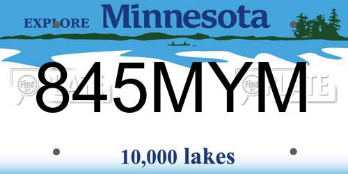 845MYM Minnesota License Plate