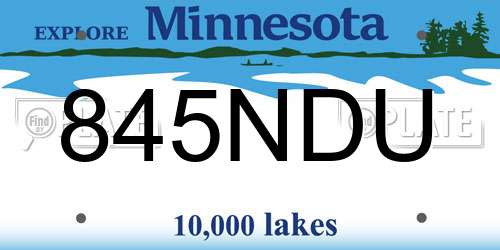 845NDU Minnesota License Plate