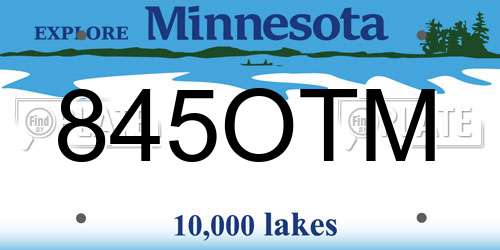 845OTM Minnesota License Plate