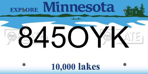 845OYK Minnesota License Plate