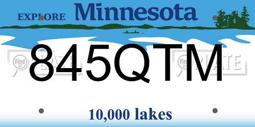 845QTM Minnesota License Plate