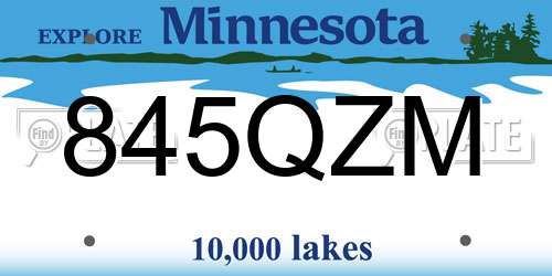 845QZM Minnesota License Plate