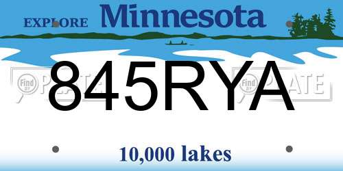845RYA Minnesota License Plate