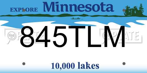 845TLM Minnesota License Plate