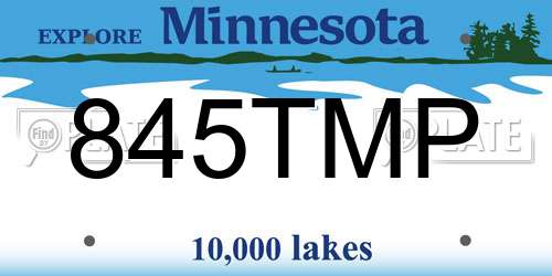 845TMP Minnesota License Plate