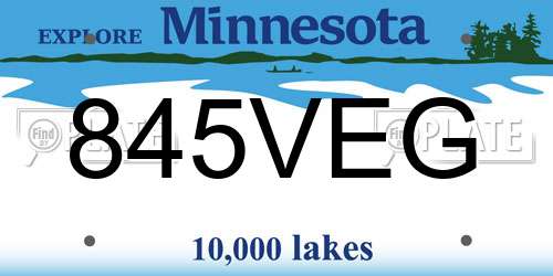 845VEG Minnesota License Plate