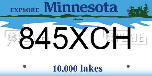 845XCH Minnesota License Plate