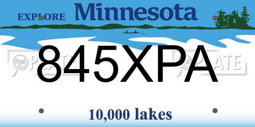 845XPA Minnesota License Plate