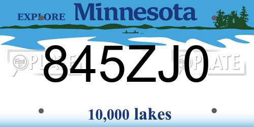 845ZJ0 Minnesota License Plate