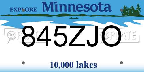 845ZJO Minnesota License Plate