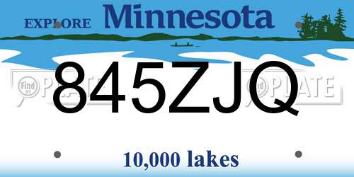 845ZJQ Minnesota License Plate