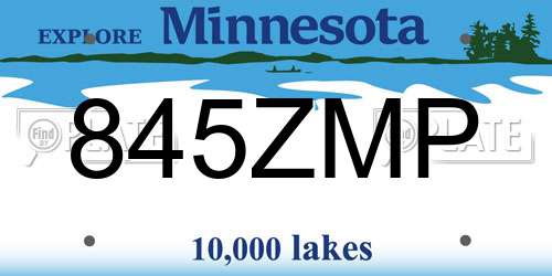 845ZMP Minnesota License Plate