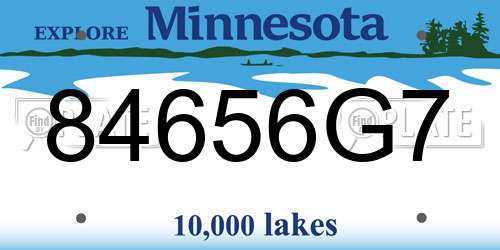 84656G7 Minnesota License Plate