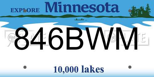 846BWM Minnesota License Plate