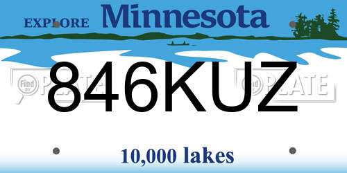 846KUZ Minnesota License Plate