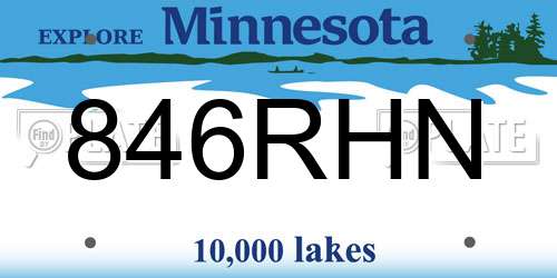 846RHN Minnesota License Plate