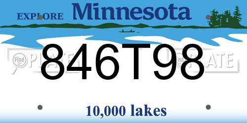 846T98 Minnesota License Plate
