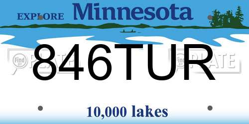 846TUR Minnesota License Plate
