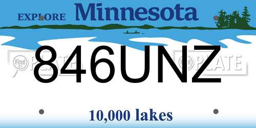 846UNZ Minnesota License Plate