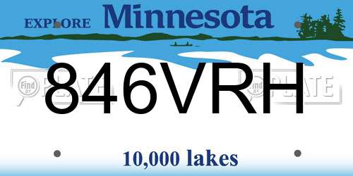 846VRH Minnesota License Plate