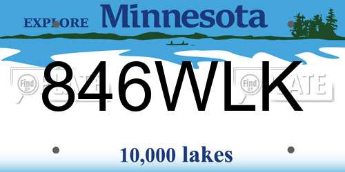 846WLK Minnesota License Plate