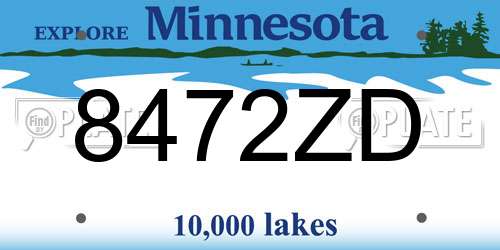 8472ZD Minnesota License Plate