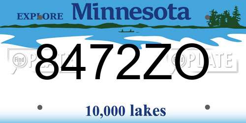 8472ZO Minnesota License Plate