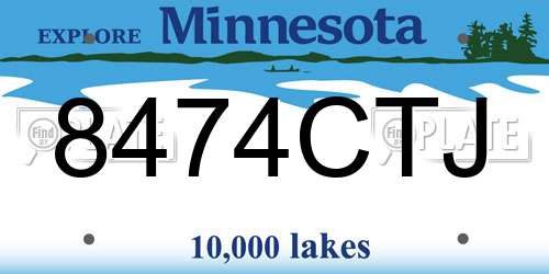 8474CTJ Minnesota License Plate