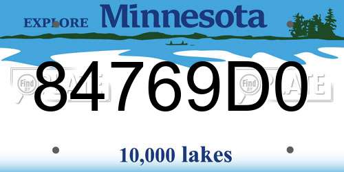 84769D0 Minnesota License Plate