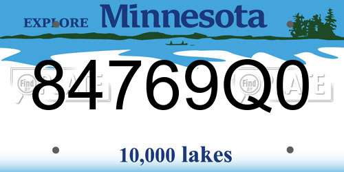 84769Q0 Minnesota License Plate