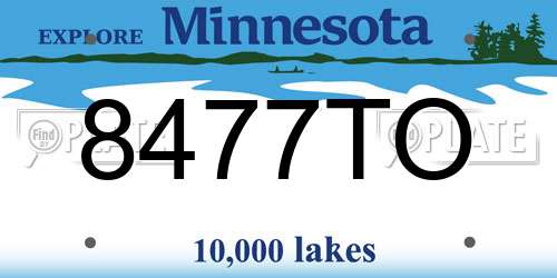 8477TO Minnesota License Plate