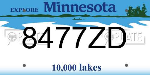 8477ZD Minnesota License Plate