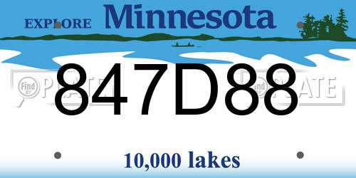 847D88 Minnesota License Plate