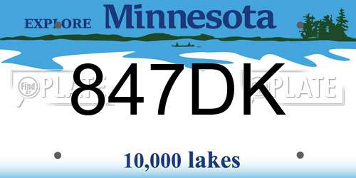 847DK Minnesota License Plate