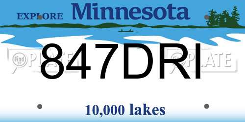 847DRI Minnesota License Plate