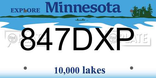 847DXP Minnesota License Plate