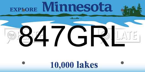 847GRL Minnesota License Plate