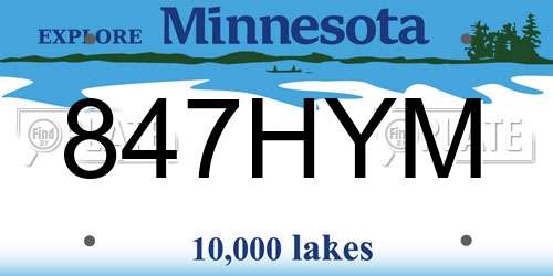 847HYM Minnesota License Plate