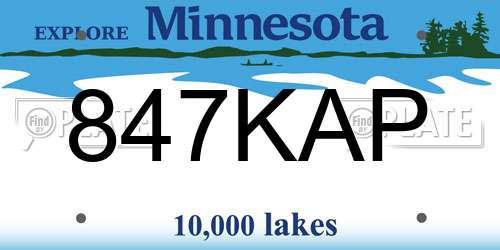 847KAP Minnesota License Plate